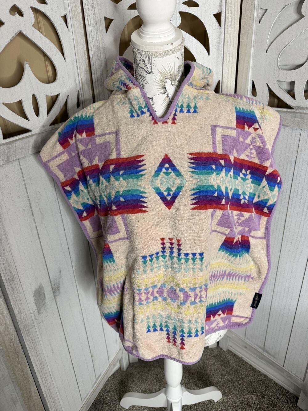 Pendleton Chief Joseph Hooded Towel Poncho Native American Design Youth One Size